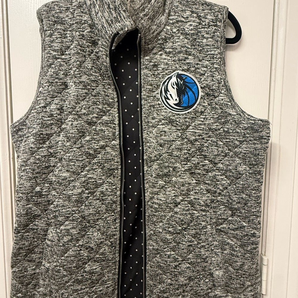 Gray Quilted Sleeveless Vest with Team Patch